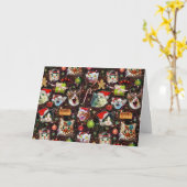 Carte Chats de Noël dans l'espace Galaxy Stars Vacances  (Fleur jaune)