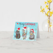 Carte Chats de Noël Fantaisistes et Gais Chatmus (Fleur jaune)
