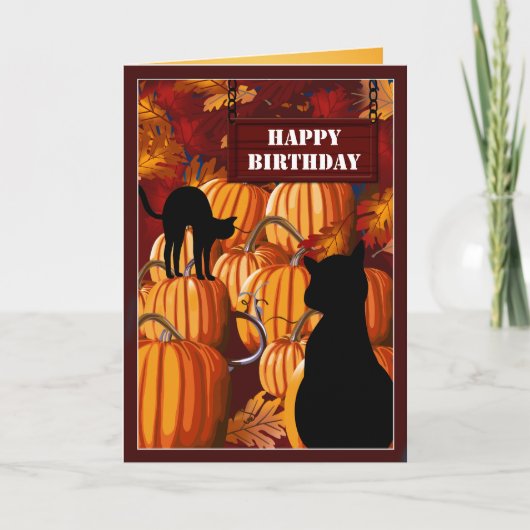 Carte Chats de Patch Citrouilles voeux d'anniversaire (Devant)