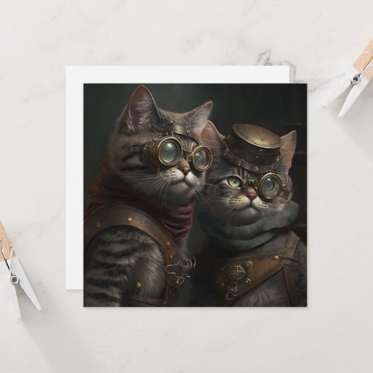 Carte Chats de Steampunk (Devant/Arrière en situation)