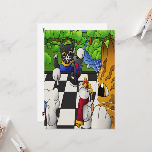Carte Chats d'échecs dans le parc (Devant/Arrière en situation)