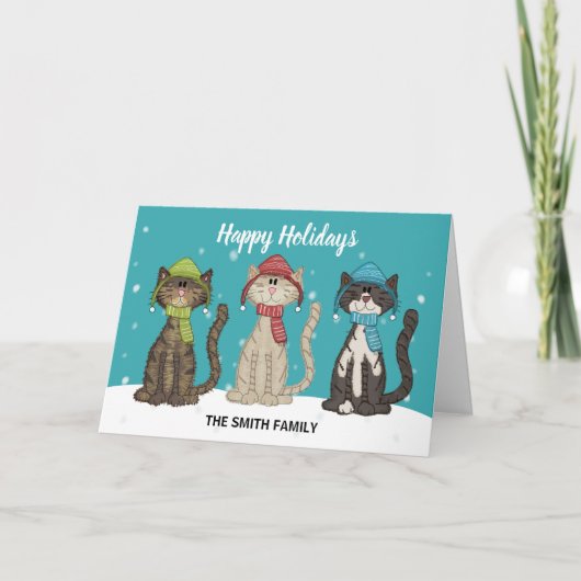 Carte Chats d'hiver Noël (Devant)