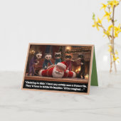 Carte Chats drôles et Père Noël (Fleur jaune)