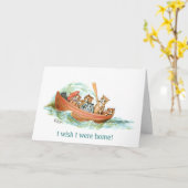 Carte Chats en bateau de rangée (Fleur jaune)