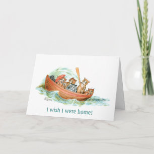 Carte Chats en bateau de rangée