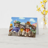 Carte Chats en Casquette (Fleur jaune)