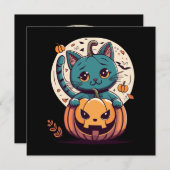 Carte Chats et Citrouilles pour un Halloween heureux ! (Devant / Derrière)