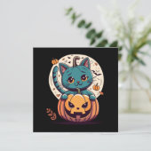 Carte Chats et Citrouilles pour un Halloween heureux ! (Debout devant)