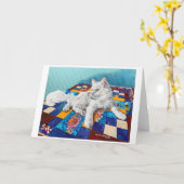 Carte Chats et courtepointes-nouilles (Fleur jaune)