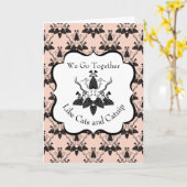 Carte Chats et de la nourriture Damas Look Anniversaire (Fleur jaune)