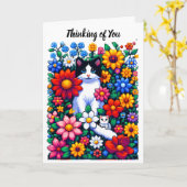 Carte Chats et fleurs d'art pixel Réflexion pour vous (Fleur jaune)