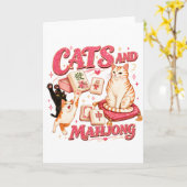 Carte Chats et Mahjong (Fleur jaune)