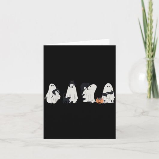 Carte Chats fantômes noirs d'Halloween (Devant)