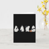 Carte Chats fantômes noirs d'Halloween (Fleur jaune)