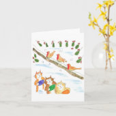 Carte Chats gardant les pattes chaudes (Fleur jaune)