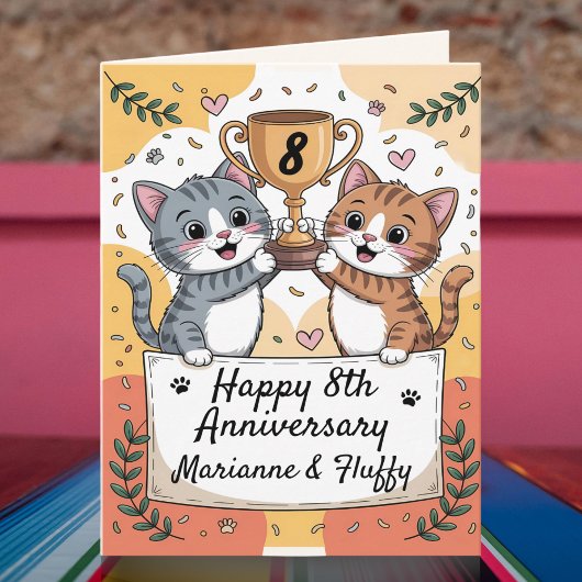 Carte Chats Mariages du 8e anniversaire