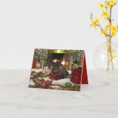 Carte Chats mignons célébrant Noël (Fleur jaune)