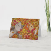 Carte Chats mignons dans des feuilles d'automne, Hallowe (Devant)