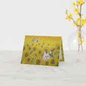 Carte Chats mignons dans les tournesols Cacher et cherch (Fleur jaune)