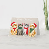 Carte Chats mignons en chapeaux de Noël Joyeux Noël Desi (Devant)