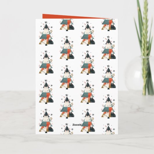 Carte Chats mignons Noël Arbre Whimsical Meowy Noël (Dos)