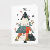Carte Chats mignons Noël Arbre Whimsical Meowy Noël (Devant)