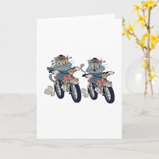 Carte Chats motards (Fleur jaune)