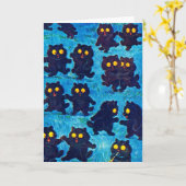 Carte Chats noirs dansant au clair de lune, Louis Wain (Fleur jaune)