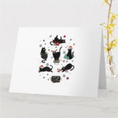 Carte Chats noirs de Noël (Fleur jaune)