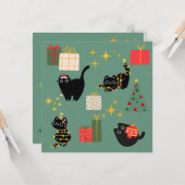 Carte Chats noirs de Noël (Devant/Arrière en situation)