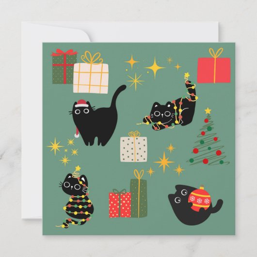 Carte Chats noirs de Noël (Devant)