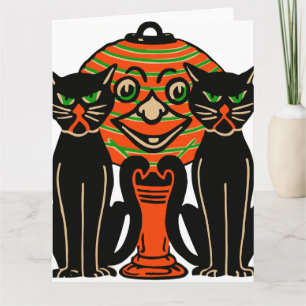 Carte Chats noirs d'Halloween Vintages 1940