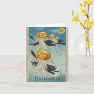 Carte Chats noirs et fantômes de citrouille Halloween Vi