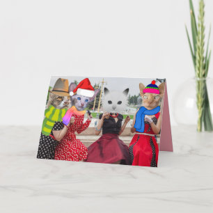 CARTE CHATS PORTANT DES VÊTEMENTS PETITES AMIES RÉTRO NO