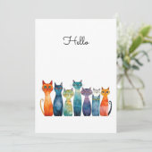 Carte Chats Quirky Bonjour Personnalisable Appartement (Debout devant)