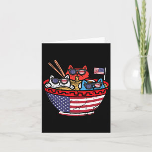 Carte Chats Ramen Anime Drapeau Américain Usa Funny 4th