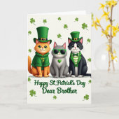 Carte Chats Rayés Verts (Fleur jaune)