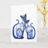 Carte Chats siamois à saule bleu (Fleur jaune)