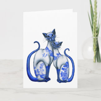 Carte Chats siamois à saule bleu