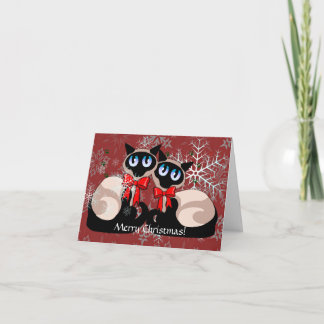 Carte - chats siamois de Noël