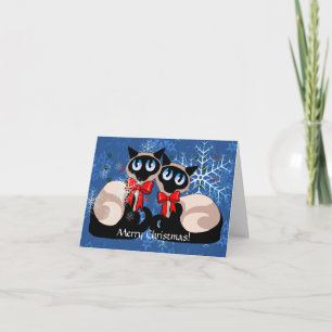 Carte - Chats siamois de Noël