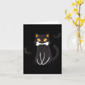 Carte Chats squelette de chat noir Halloween (Fleur jaune)