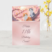 Carte Chats Sur Un Cerisier Fleurs Arbre Filles Annivers (Fleur jaune)