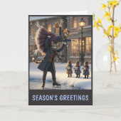 Carte Chats victoriens mignons de Noël (Fleur jaune)
