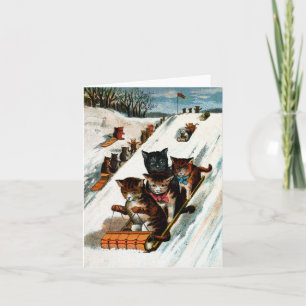 Carte Chats vintages de toboggan