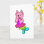 Carte Chatte à la danse avec jupe (Fleur jaune)