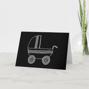 Carte Chatte-bébé noir et blanc.