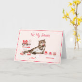 Carte Chatte de la Saint-Valentin sucrée avec pâtisserie (Fleur jaune)