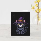 Carte Chatte féminine sorcière chat drôle chat noir (Fleur jaune)