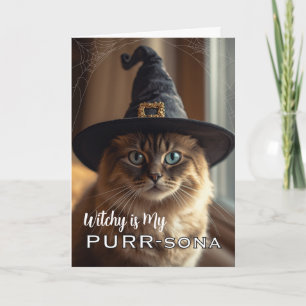 Carte Chatte sorcière PURR-sona avec chat de sorcière d'